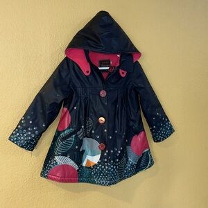 Catimini Rain Jacket Size 3 Leaf Pattern